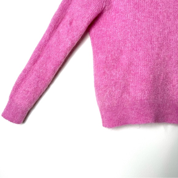 Selected Femme Coquette Girl Baby Pink Wool Mohair Blend V-Neck Sweater - Picture 13 of 15
